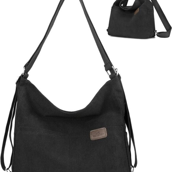 Corduroy Tote Bag Convertible Backpack Purse Crossbody Multi Pockets Womens - Picture 1 of 7
